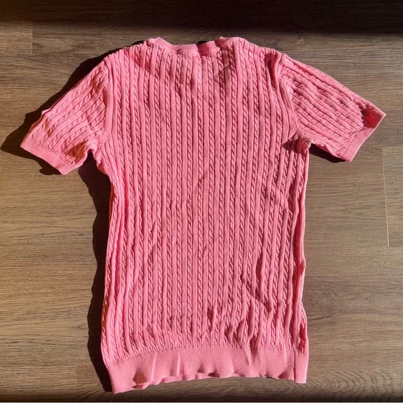Tommy Hilfiger short sleeved pink cable sweater, top shirt - Picture 4 of 5